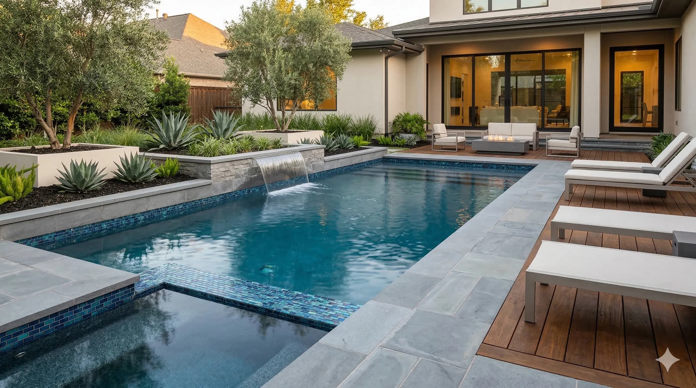 Modern pool renovation with new plaster and tile