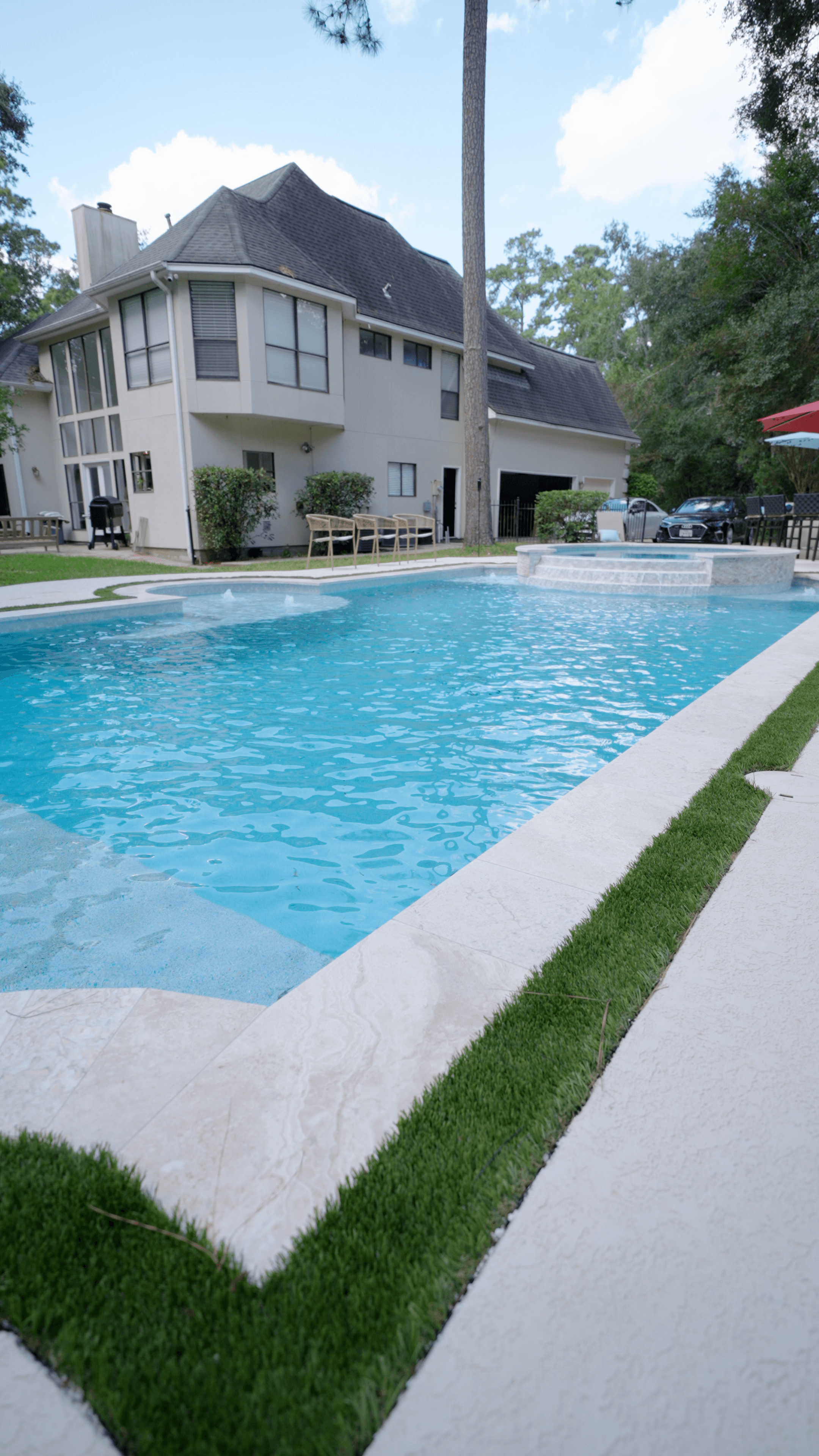 Luxury geometric custom pool design in Houston